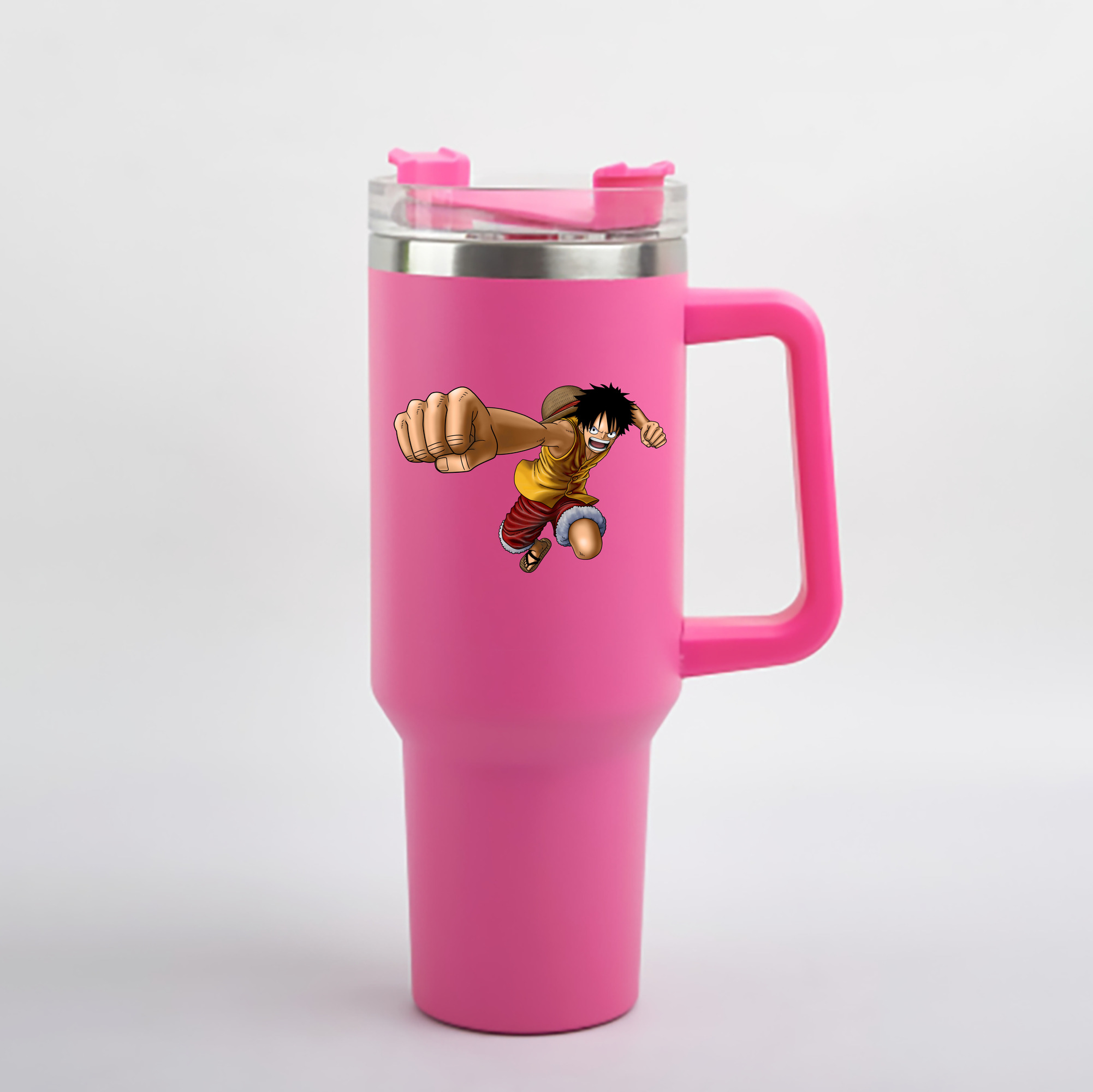 ワンピース モンキー・D・ルフィ ONE PIECE Monkey D. Luffy 1200mL車用タンブラー - クリスタルステッカー（プラスチックストロー付き）